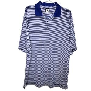 FootJoy ProDry Performance Lisle Feeder Stripe Blue/White Golf Polo Size Large